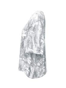 INAWLY Áo thun cổ tròn tay ngắn in hình cành cây cỡ lớn cho nữ - Màu Xám nhạt - Xem 4