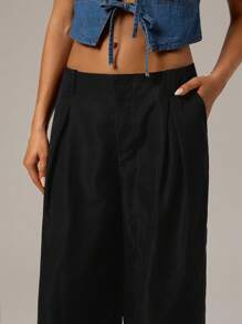Forever 21 Pantalones anchos/estilo occidental para mujer otoño e invierno, ropa para el Día de San Valentín, ropa de Año Nuevo, pantalones para días festivos, vacaciones, holgados, casual de negocios, para salir, ropa de Navidad para mujer, pantalones, elegante, talla pequeña, color rojo borgoña