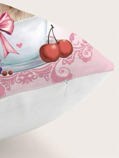Fairycore 1 pieza Funda de almohada cuadrada de felpa estampada con patrón de taza de café con conejo, adecuada para sala de estar, dormitorio, decoración del hogar, cojín de sofá y automóvil, para todas las estaciones