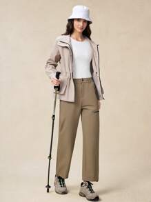 OutZeal Damesbroek met ritsvak, casual outdoorbroek met knopen voor wandelen