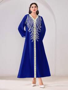 Al Najma Women Casual Modest Single-Breasted Floral Patterned Arabic Style Long Dress - Multicolor - View 4