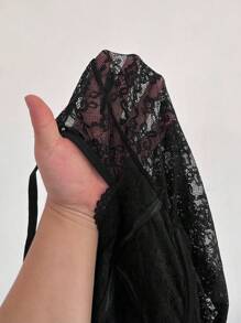Viva Relle Plus Size Women Koronkowa marszczona spódnica plisowana w kształcie litery A, walentynki