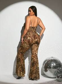 SHEIN ICON Plus Size Sexy Leopard Print Flare Pants And Camisole Top 2 Pieces Set - Multicolor - View 2