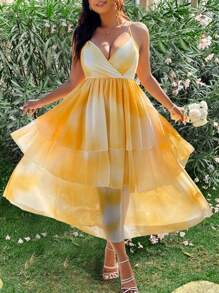 Breezaya Plus Size Women Sleeveless Ombre Romantic Flowing Elegant Dress