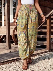LanaWest Paisley Print Loose Harem Pants, Casual & Leisure