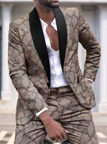 Manfinity AFTRDRK Plus Size Men's Casual Minimalist Blazer And Pants Set, Everyday Wear