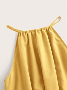 SHEIN BASICS Robe à col ras-du-cou fendue sur le côté en tissu tressé pour femmes