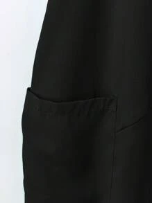 EMERY ROSE Plus Size Women Solid Color Round Neck Casual Loose Tank Dress Linen Country Spring Outfits For Women Summer Outfits For Women Boho Women Clothing - Black - View 5