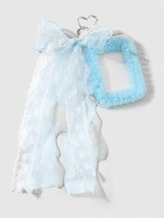 Kawaii 1 pièce Élégante bretelle coréenne en maille bleue avec dentelle et broderie, porte-badge en forme de larme de sirène, porte-clés, pendentif de sac. Cadeau parfait pour les employés de bureau et les étudiants, convient pour un usage quotidien et les vacances