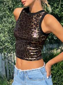 SHEIN EZwear 女士休闲简约时尚背心，日常穿着 - 金色 - 查看 6