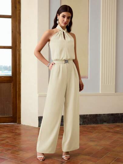 ZEYLAH 女士纯色口袋吊带松紧腰连体裤