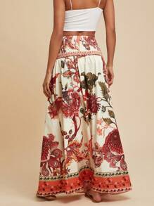 Travachic Floral Print Women's Skirt, Casual Holiday Style,Spring&Summer For Women,Beachwear,Easter,Beach For Woman,Spring Break,Vacation Women,Concert Women,Rave Festival,Rave,BOHO,Music Festival,Tropical Vacation Woman,Tropical Vacation Woman,Baggy,Loose,Oversize