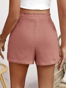 SHEIN Pregnant Women Vivid High Waist Athletic Shorts - Pink - View 2