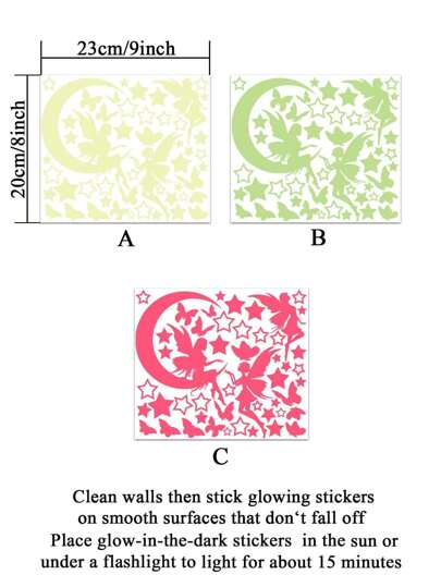 Glow In The Dark Butterfly Fairy Wand Decals Sticker, Kids Room Nursery ation Valentines Wedding, Birthday view 5