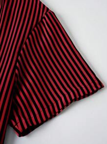 EMERY ROSE 大码假日休闲条纹格子拼布连衣裙，适合夏季