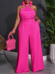 Slaydiva 2025 Nuevos Pantalones morado rojo de talla grande para mujer, de uso casual, sencillos, versátiles y apropiados para el trabajo, sin mangas y con solapa