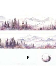 1Roll Tape, Natural Healing Series, Exquisite Natural Scenery Ink Continuous Mountains And Rivers Theme Tape Stickers, PET Waterproof Material, Scrapbook Supplies, Decorative Notebook Photo Frames, Mobile Phone Cases, Water Cups, Garbage Magazines, Stationery Boxes, DIY Personalized Collage Back To School