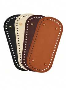 SHEIN 4 Stücke/Set PU Häkelstrick Taschenboden Pads, PU Leder Taschenboden Formgeber mit Löchern, ovale PU Leder Taschenboden Einsätze, für DIY Handtasche Bodenstützung, Umhängetaschen Putzhandwerke, nicht leicht verformbar (Schwarz, Braun, Khaki, Beige)