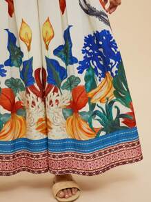 Travachic Tropical Print Camisole Wide Leg Jumpsuit, Vacation Casual