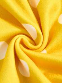 LOONEY TUNES X SHEIN Baby Girl Cute Sweet Casual Yellow Cartoon Tweety Pattern Polka Dot Printed Bowknot Dress, Suitable For Spring & Summer - Yellow - View 5