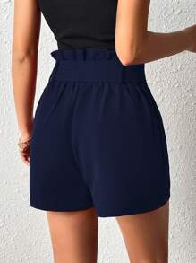 Firerie Shorts de mujer con diseño de bolsillos plisados, cinturilla con hebilla y color liso