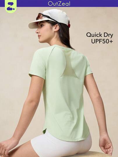 OutZeal 女式速干透气高科技面料修身运动上衣防晒短袖T恤