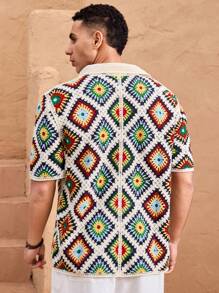 HIMLAND 男士针织休闲日常宽松无袖多色开襟衬衫，适合秋冬 - 彩色 - 查看 2