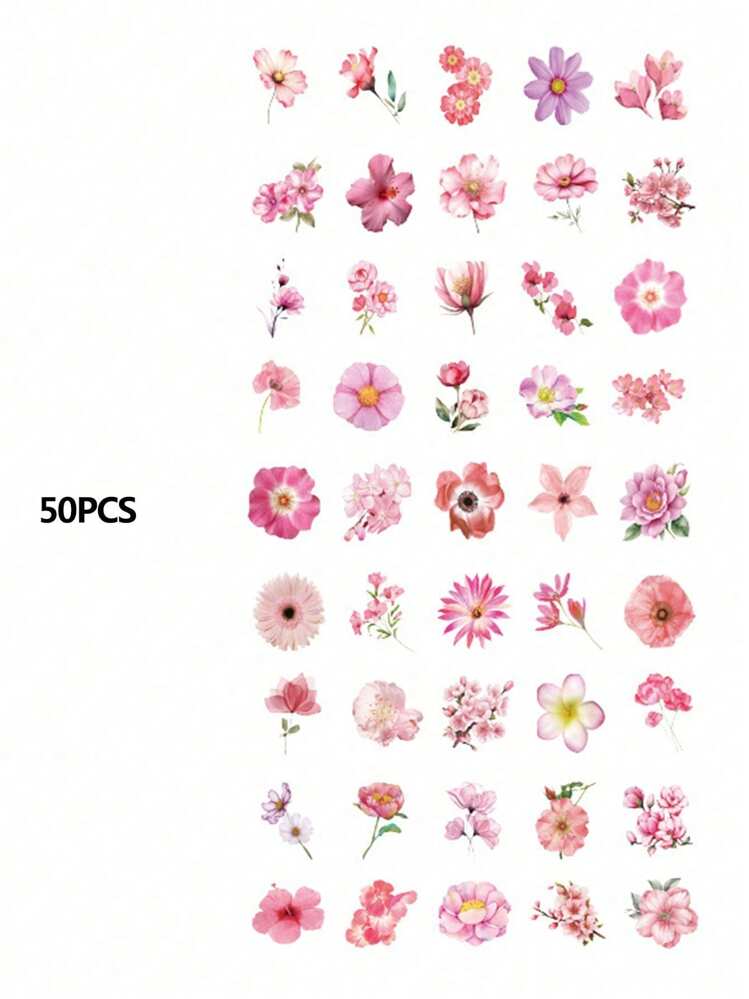 50 hojas de 2.44in*1.77in Pegatinas multifuncionales con patrón floral retro, adecuadas para manualidades DIY, decoración, scrapbooking, regreso a la escuela, oficina, decoración de muebles del hogar, tazas de agua, decoración de portátiles, regalos de vacaciones, regalos de cumpleaños - Multicolor - Añade 8