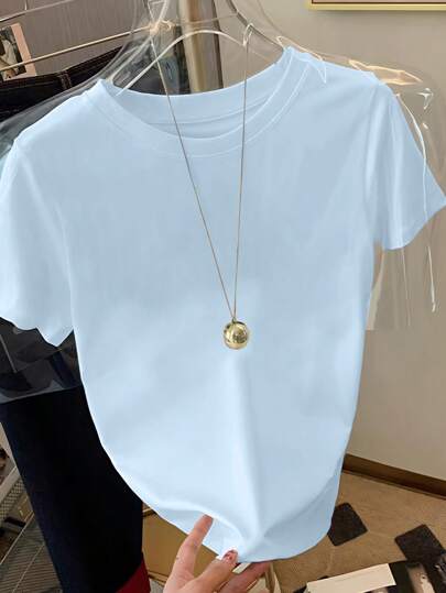 Airaco Women Round Neck Short Sleeve T-Shirt, Minimalist And Fashion, Suitable For Summer