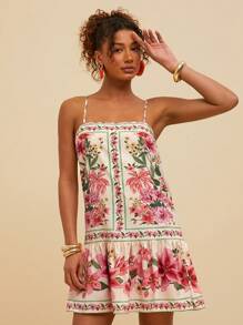 Travachic Women's Tropical Floral Print Sleeveless Casual Dress, Spring&Summer,Summer Outfits For Women,Beach Outfits For Woman,Women,Spring Break,Concert Outfit Women,Boho,Rave Outfits,Tropical Vacation, Festival,Romantic Summer Dresses For Women Boho Dresses For Women Tropical Dresses For Women Women Dresses Vacation New Arrivals Women Dress,Dresses For Women Summer - Multicolor - View 5