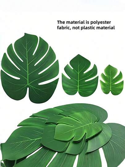 12PCS Artificial Palm Monstera Leaves Tropical Party Decor Hawaiian Jungle Theme Wedding Home Decor Summer Beach Party Supplies Realistic Faux Greenery