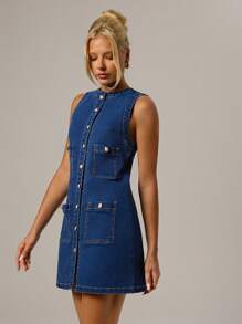 Forever 21 Vestido de mezclilla para mujer, minimalista y a la moda, apropiado para el verano