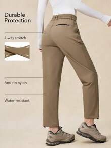 OutZeal Damesbroek met ritsvak, casual outdoorbroek met knopen voor wandelen