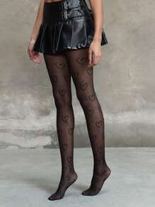 ROMWE Kawaii Dames panty's/leggings met hartjesmotief, geschikt om te combineren met minirokken