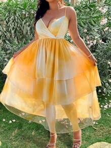 Breezaya Plus Size Women Sleeveless Ombre Romantic Flowing Elegant Dress