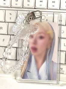 1 chiếc Giá đỡ ảnh thiết kế hình bướm pha lê có tay áo bảo vệ đựng thẻ để treo thẻ tín dụng, thẻ căn cước, thẻ ngân hàng, thẻ đi lại - Trong sáng - Xem 5