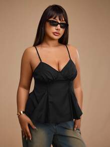 SHEIN Forever 21 Spring&Summer Women Plus Size Romantic/Prom/Formal/Birthday/90s/Business Casual Woman/Elegant/Western Wear/Going Out/Fashion/Casual/Y2k/Club/Office /Cocktail/Vintage/Bodycon/Rave Festival/Funny/Classy/Old Money/Streetwear/Vacation/Country Concert/Work /Modest/Spring Break/Bachelorette/Concert/Baddie/Basic/Graduation/Lace/Black Cami Top - Black - View 7