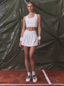 Musera Sport Cross Back Sports Bra Sport Active Workout, Padel, Tennis, Racquetball, Pickleball Gym Fitness - White - View 4