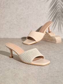 SHUZIA Women's Fashion Comfortable Strap Heeled Sandals Spring Shoes Spring Break Easter Prom Heels Wedding Shoes For Christmas - Beige - View 1