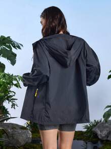 In My Nature Veste à capuche de protection solaire zippée à manches longues et couleur unie pour femmes, vêtements pour randonnée