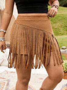 Breezaya Shorts vaqueros con flecos de estilo vintage y casual para mujer de talla grande, apropiados para festivales de música western y vacaciones, primavera/verano