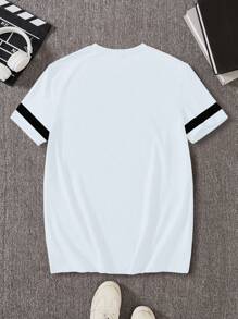 Manfinity Homme Plus Size Slogan Print Men's Casual Short Sleeve T-Shirt, Suitable For Daily Wear - White - View 4