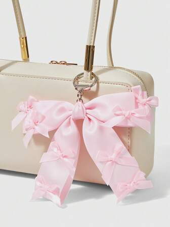 Kawaii 1 pieza Llavero/colgante de bolso con lazo de encaje rosa dulce estilo coreano hecho a mano