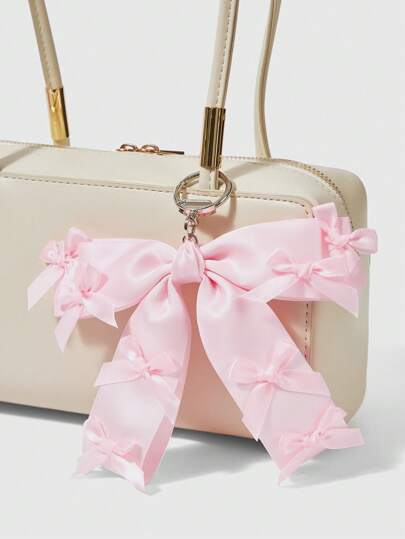 Kawaii قطعة واحدة من سلسلة مفاتيح تعليق بوق شعري وردي أنيق مصنوع يدويًا على الطراز الكوري