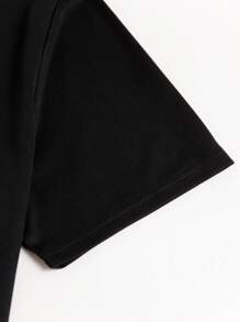 Manfinity Homme Men Two Tone Tee & Drawstring Waist Shorts Set Street Wear Menmen Two Pieces Outfitsmen Outfits 2 Pieces - Army Green - View 3