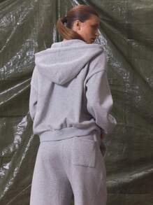 Musera Sport Áo hoodie dáng rộng có khóa kéo, thích hợp cho thể thao, hoạt động thể thao, tập luyện, lễ Phục sinh, thường ngày. - Xám - Xem 4