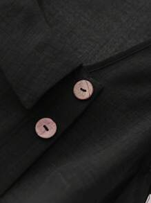 CosyJoli Plus Size Sleeveless Asymmetric Collar Denim Effect Texture Casual Shirt, Summer - Black - View 6