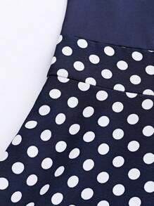 Sweetra Women High Waist A-Line Knee-Length Polka Dot Short Sleeve Dress (Random Cutting)
