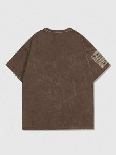 Street Life 1 pièce T-shirt à col ras du cou à manches courtes avec imprimé flocon de neige vintage pour hommes, convient pour le printemps/l'été