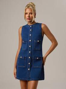 Forever 21 Vestido de mezclilla para mujer, minimalista y a la moda, apropiado para el verano
